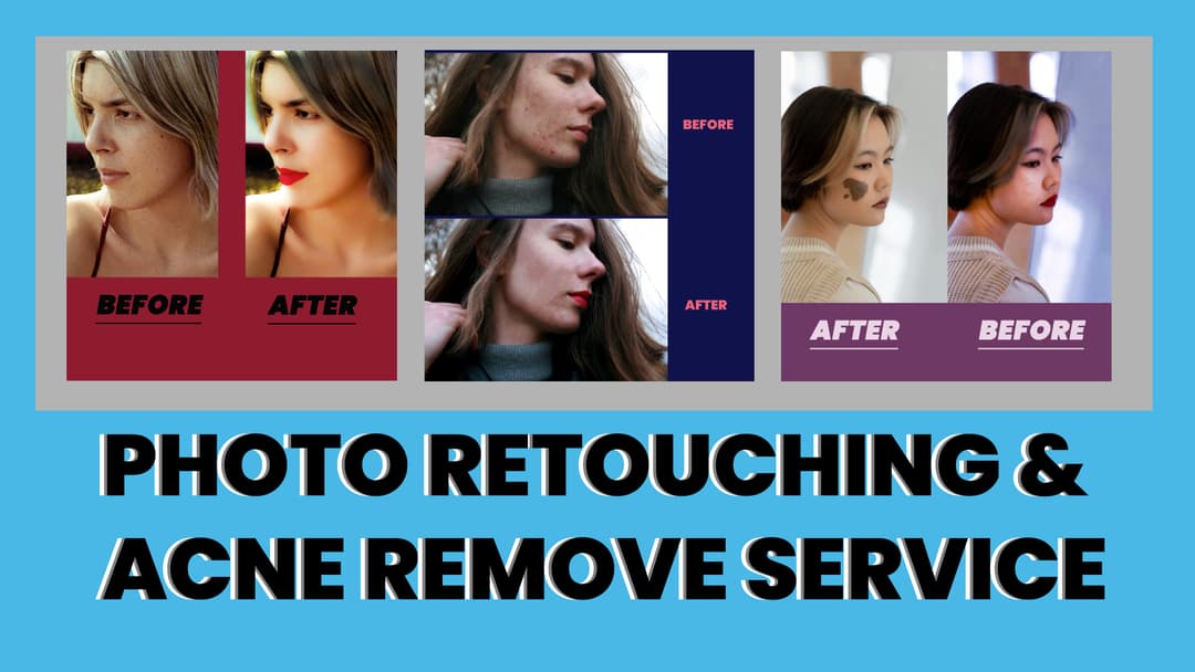 I will professionally retouch your photos and remove acne, blemishes, and skin imperfections